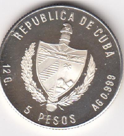 Beschrijving: 5 Peso W-OLYMPIC 84  ICE-HOCKEY